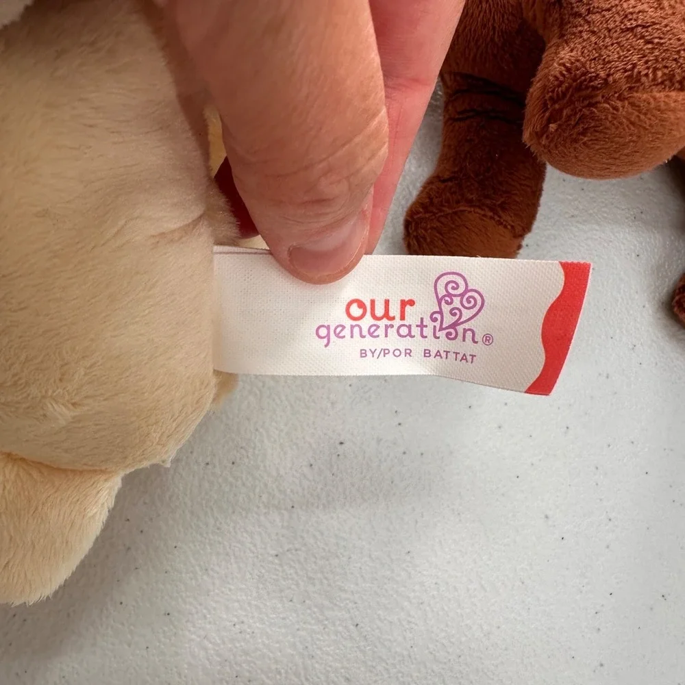 Our Generation Battat Plush Golden Chocolate‎ Labrador Puppy Dog Bundle Set Of 3